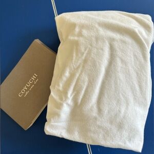 COYUCHI Brushed Flannel Crib Sheet NEW cloud/ off white